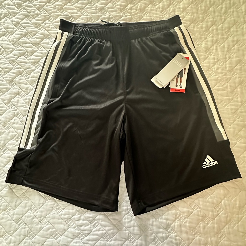 Adidas Black Athletic Shorts with Classic Stripes